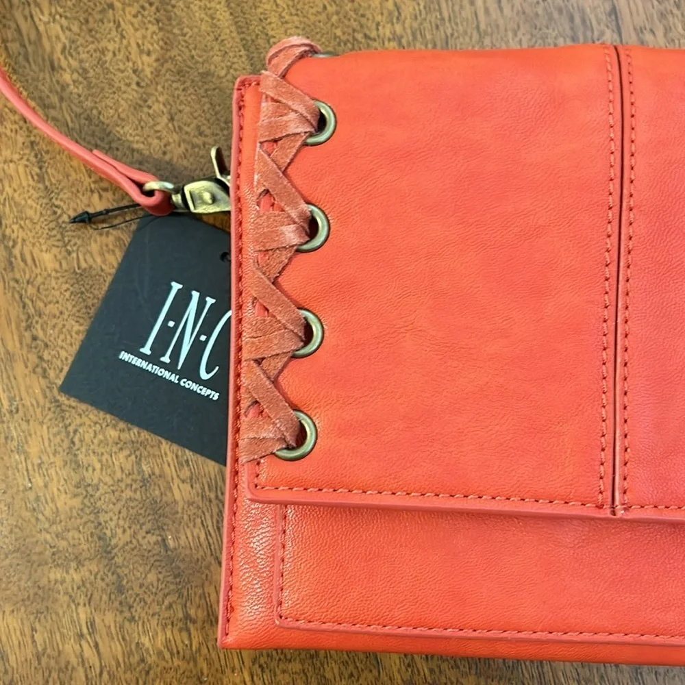 NEW I.N.C. Concepts Cross Body or Clutch Bag in Deep Coral Color